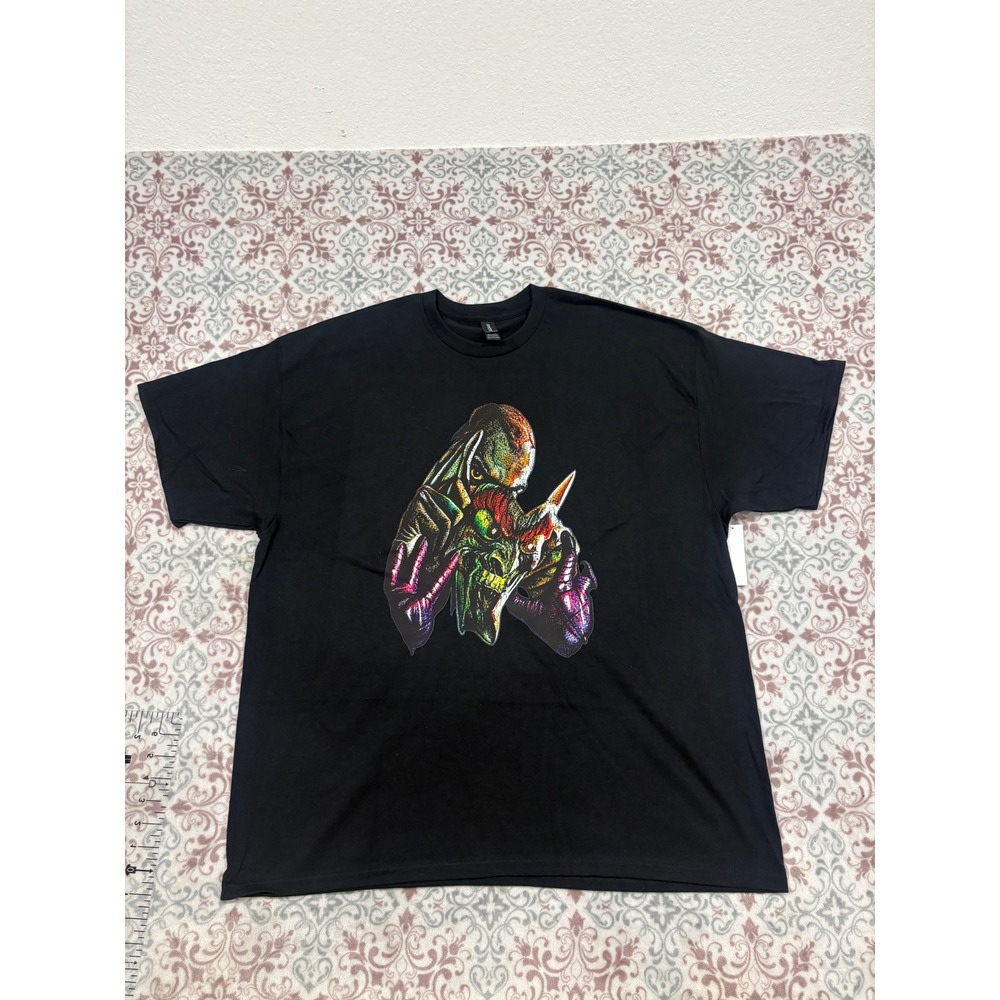 Gildan Heavy Cotton Neon Monster Graphic T-Shirt Black Mens 2XL G5000 NEW